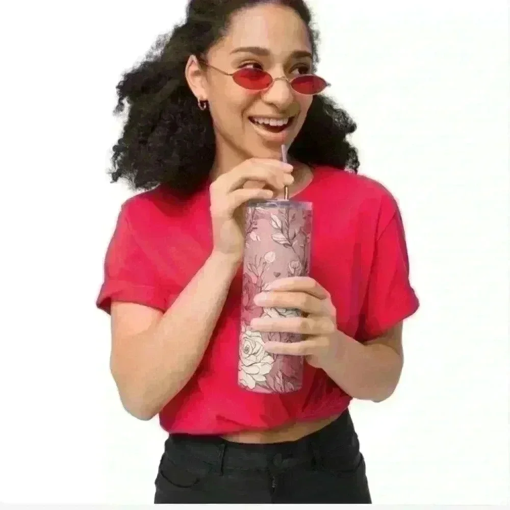 Valentine's day pink roses 20oz tumbler